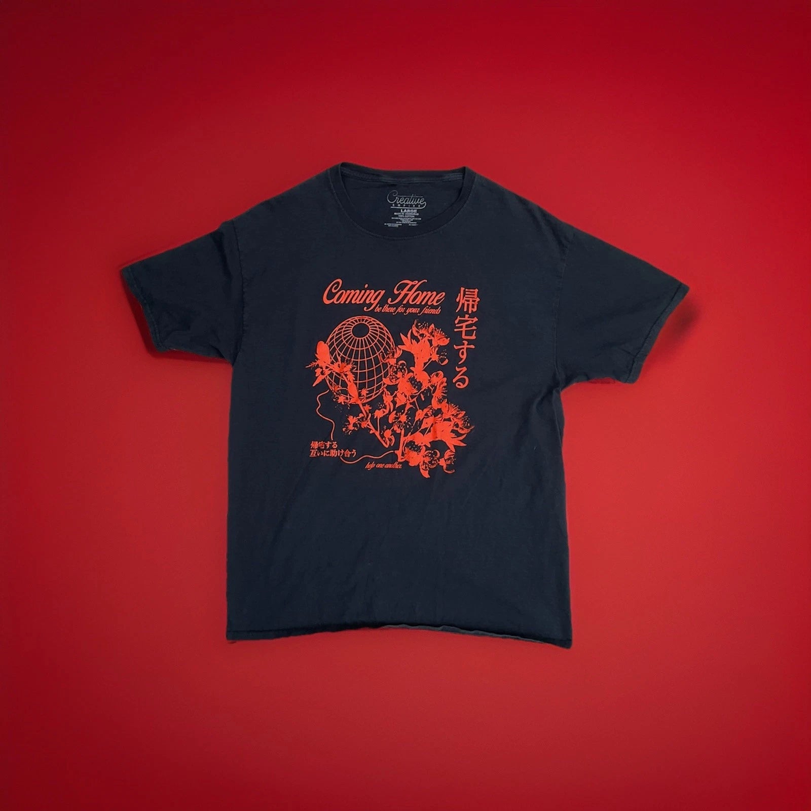 Coming Home Be There For Your Friends Japanese Orange And Black Tshirt