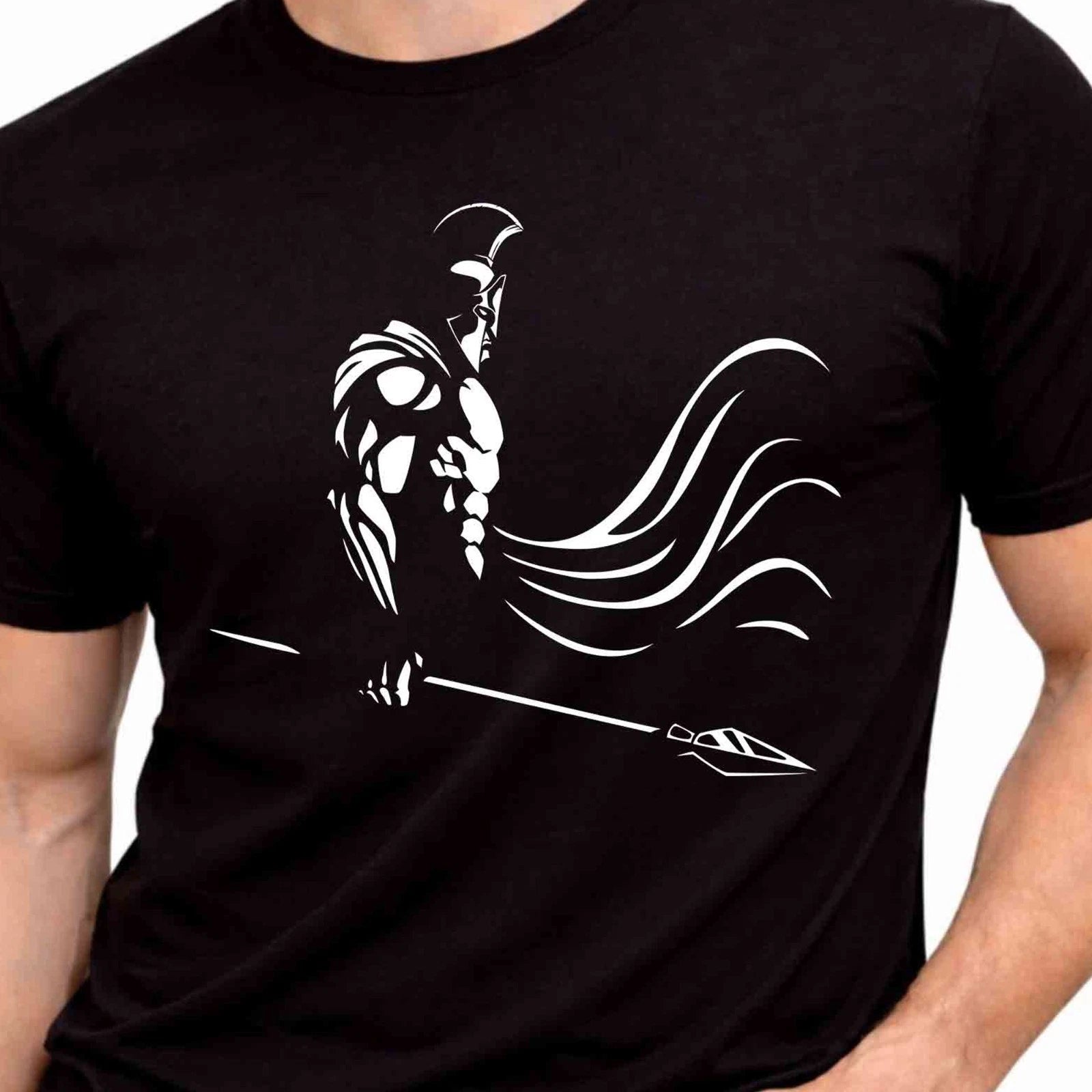 Spartan Warrior T-Shirt Helmet Graphic Tee Gym Fitness Workout Motivation Gift