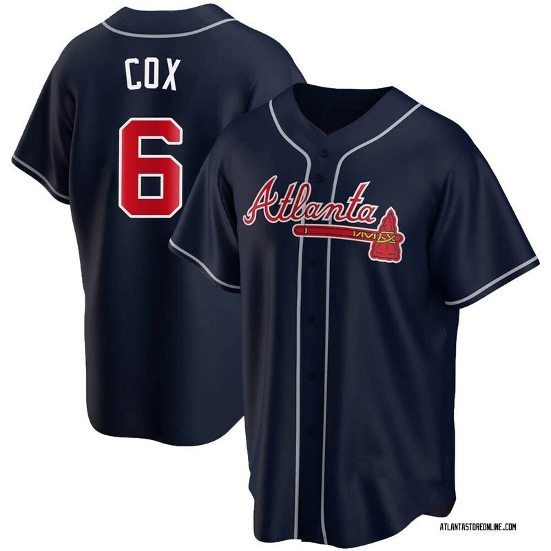 Bobby Cox #6 Men's Home Baseball Jersey Navy L453