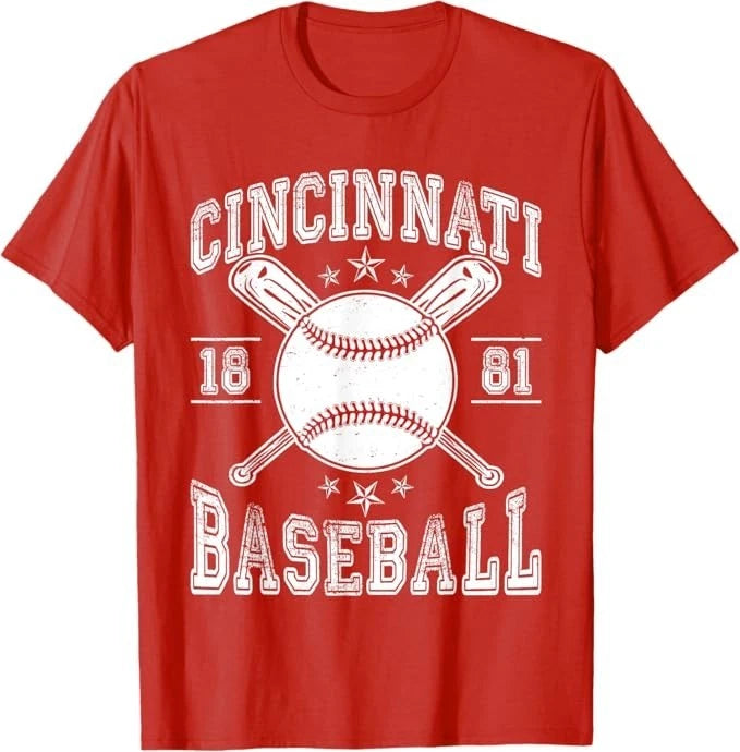 Cincinnati Vintage Baseball Lover Player For Men Boys T-Shirt