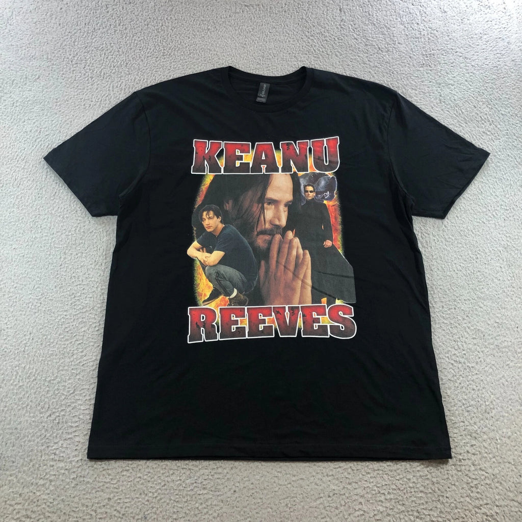 keanu reeves rap tee t shirt mens XL black graphic print boot custom funny pun