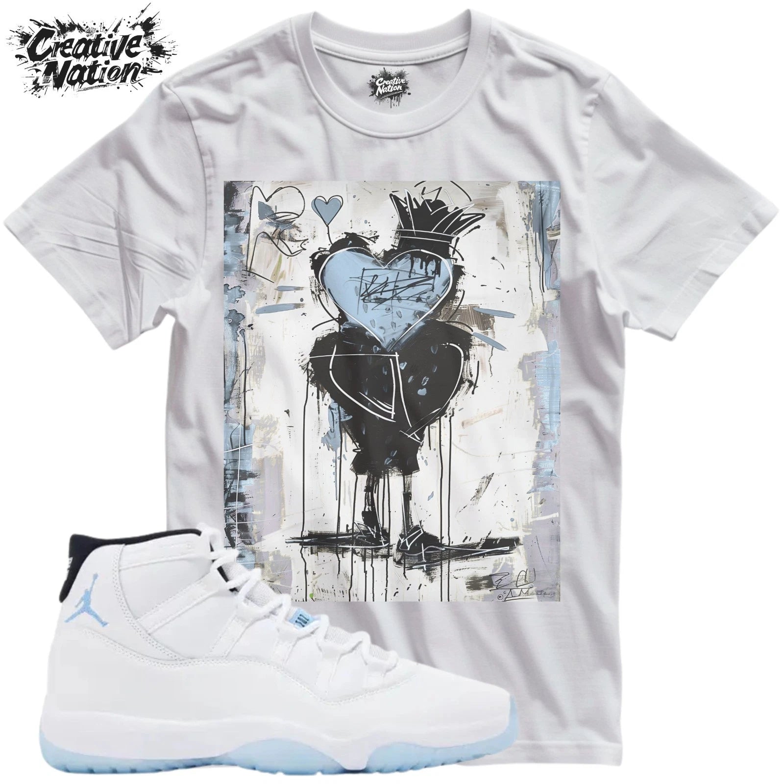 Shirt To Match 11 Blue Unisex Tee Sneaker Shirt Heart Shirt Sneaker Tee Outfit