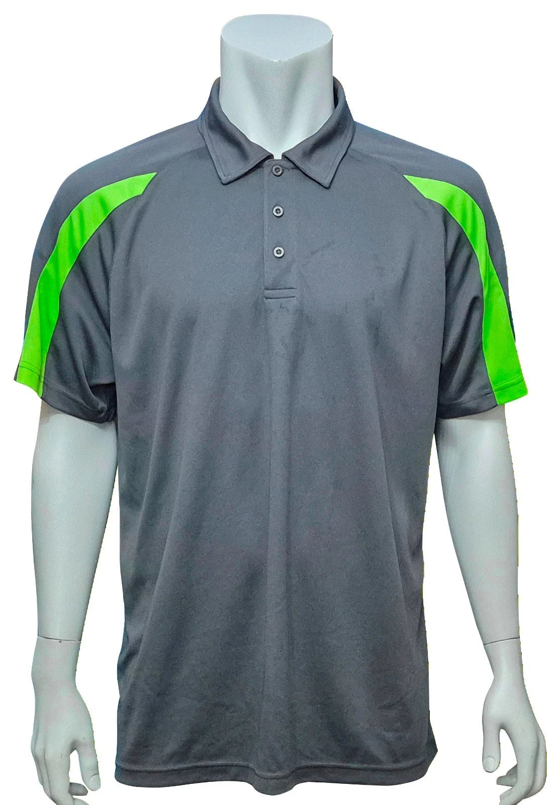 Just Cool By All We Do Is Mens Pretty Neon Grey Green Polo Button Top UK XL