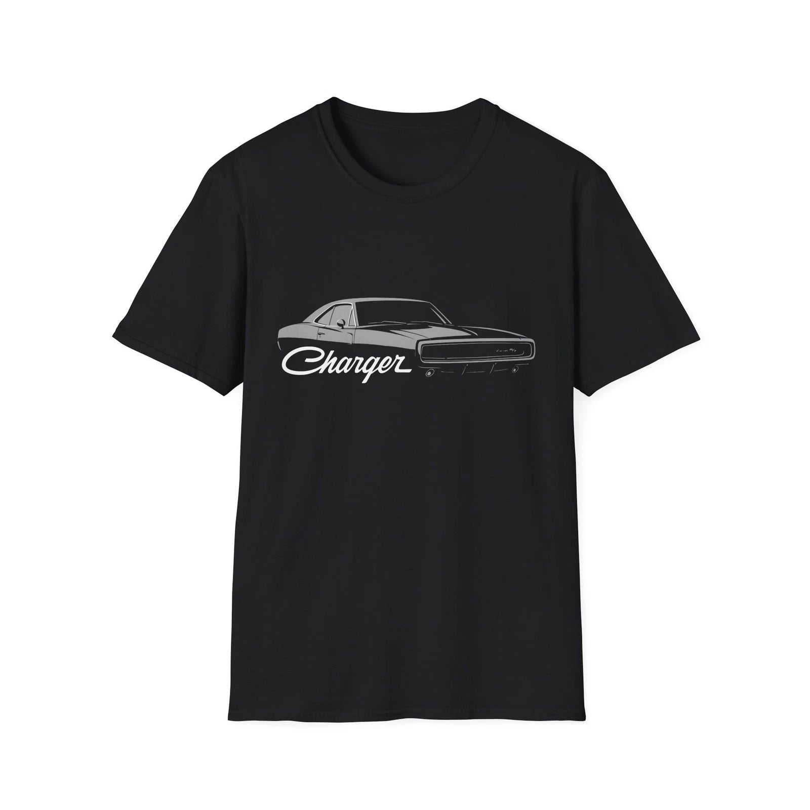 1970 Charger R/T Shirt – Classic Muscle Car Graphic Tee | Retro Gray Art