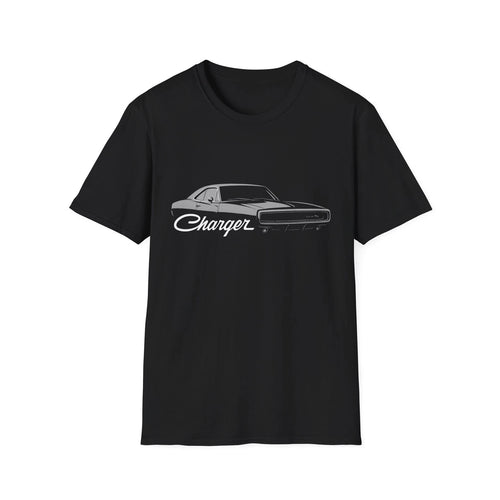 1970 Charger R/T Shirt – Classic Muscle Car Graphic Tee | Retro Gray Art