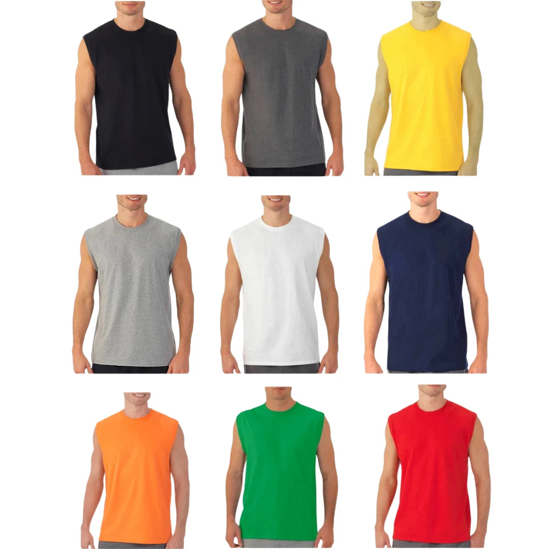 Mens Cotton Sleeveless T Shirt Tank Solid Blank Hot Summer Gym Cool Comfort US