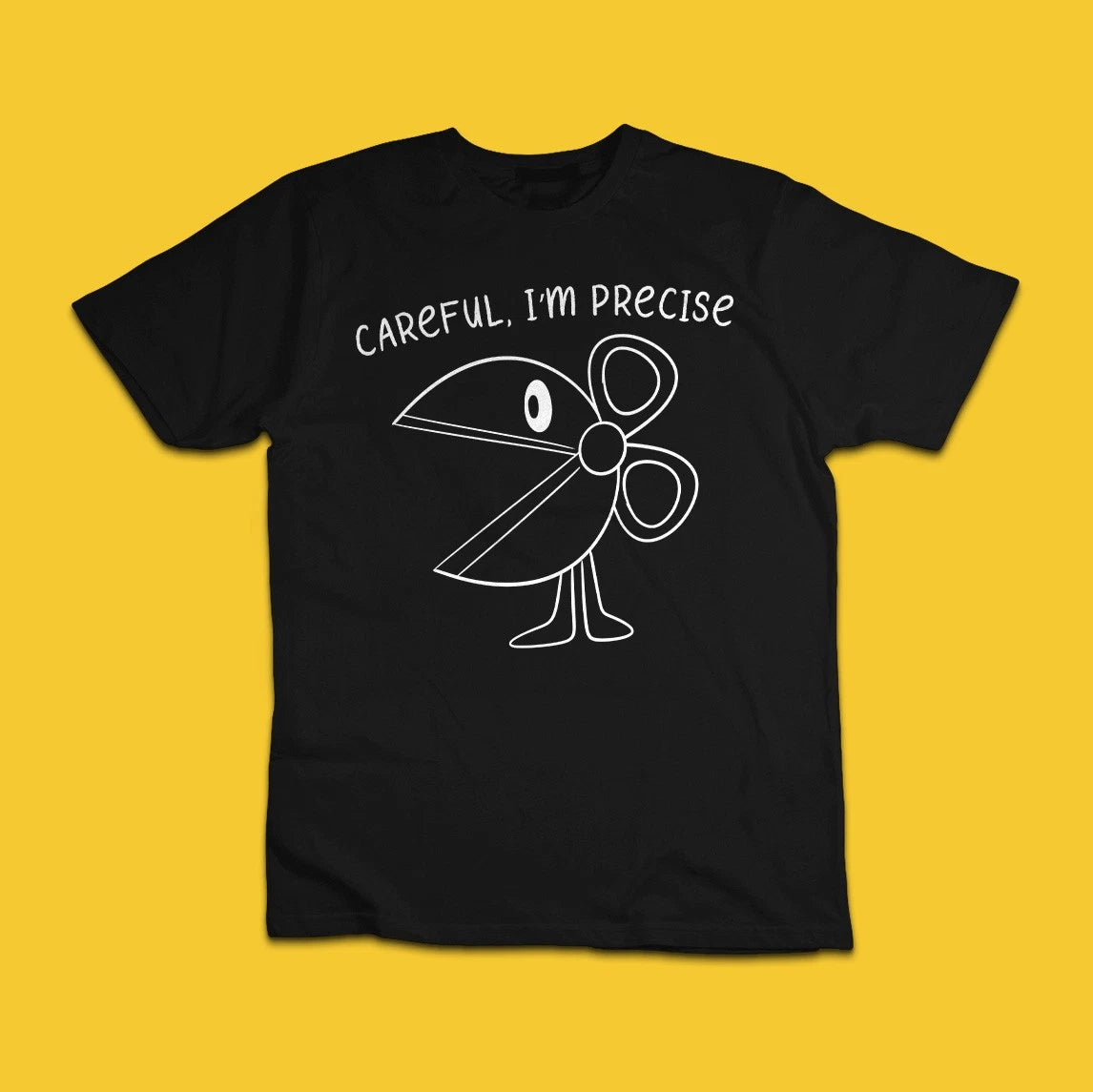 Careful I'm Precise Funny Scissors T-Shirt – Creative Humor Graphic Tee