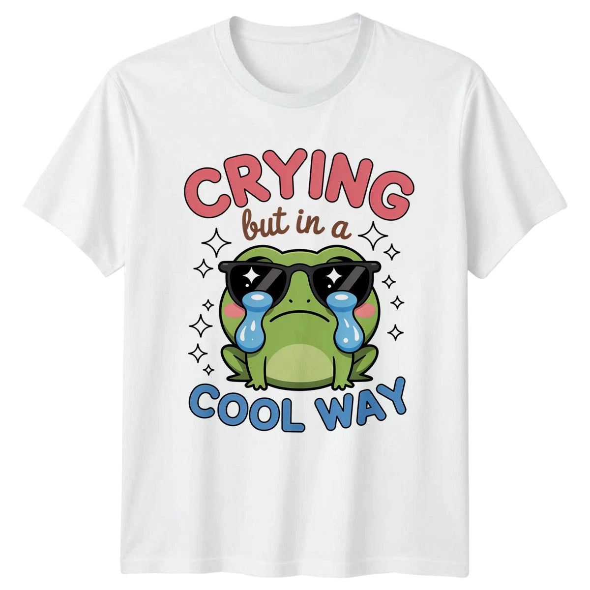 Crying But In A Cool Way T-Shirt Aesthetic Frog Meme Humor Birthday