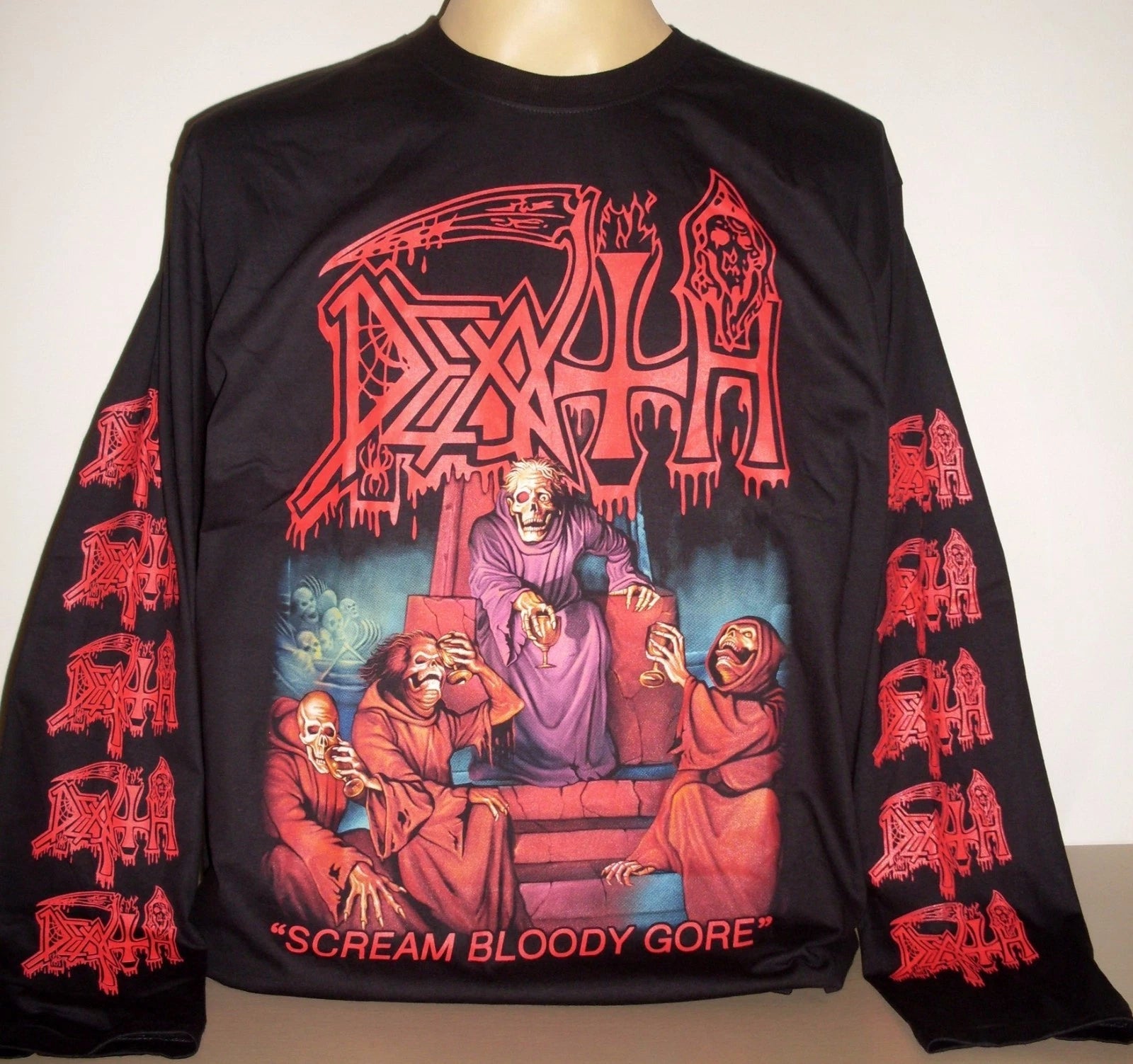 Death Scream Bloody Gore Long Sleeve T-Shirt Size S M L XL 2XL 3XL Metal Band