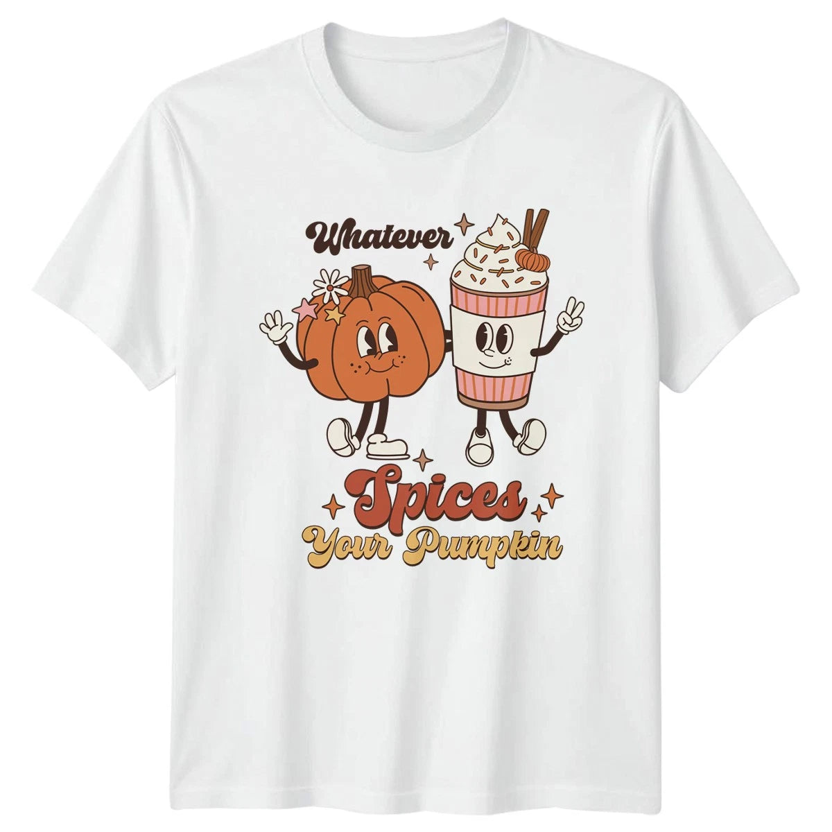 Whatever Spices Your Pumpkin T-Shirt Groovy Retro Fall Aesthetic