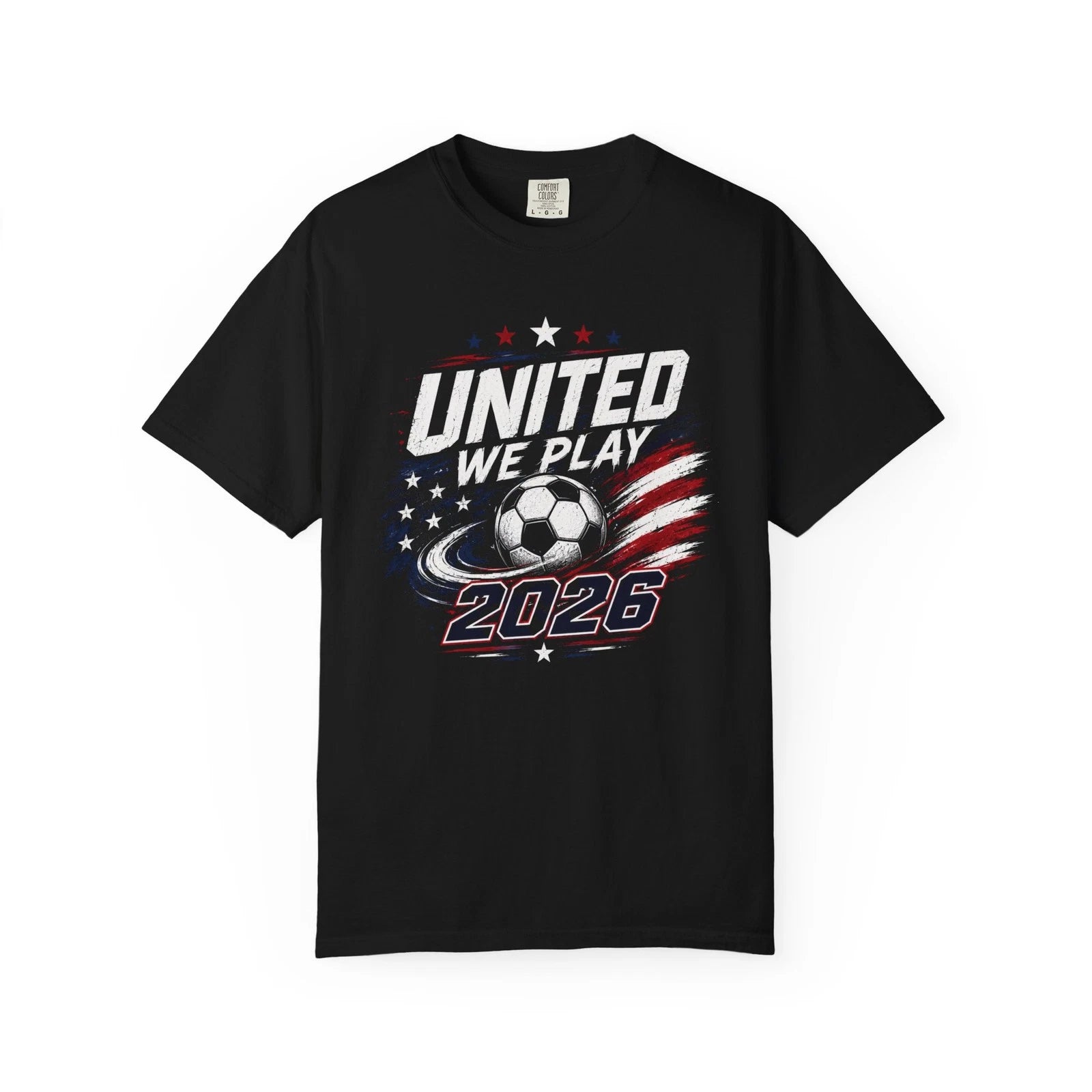 United We Play USA 2026 Soccer T-Shirt | American Flag Soccer Graphic