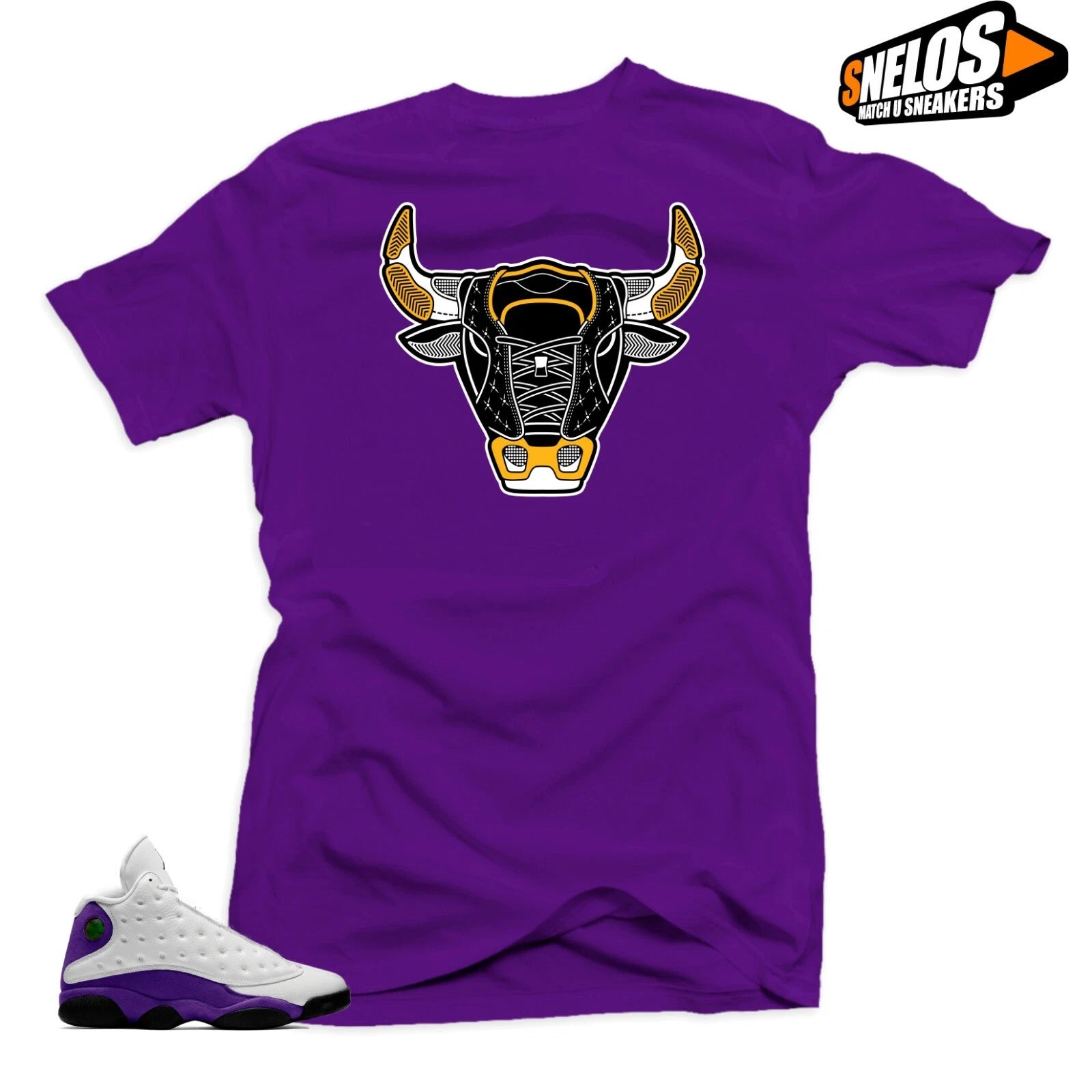 Shirt Match Jordan Retro 13 Lakers Sneaker Tees-The BULL  Purple