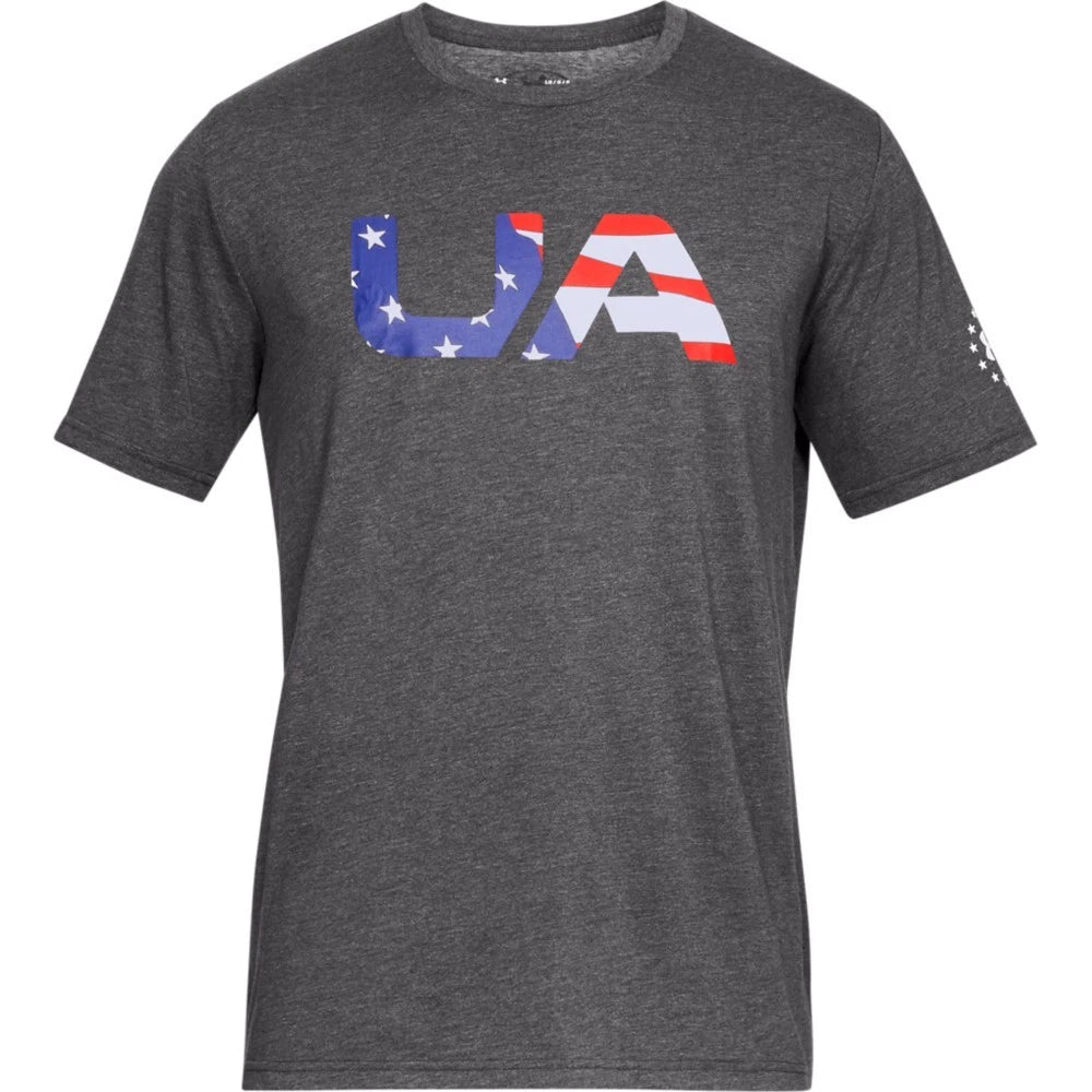 Under Armour 1333352 Men's UA Freedom Big Flag USA T-Shirt, Graphite, 2X-Large