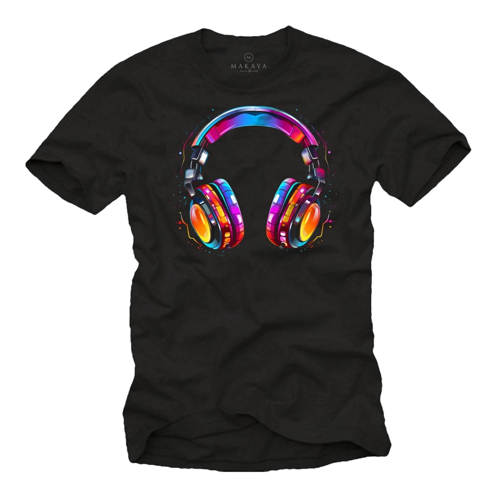 Mens Headphone Print T-Shirt Hip Hop Design Boys Teenagers Teens