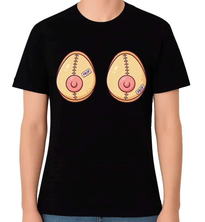 Funny Fake Boobs Costume Graphic Unisex T-Shirt Party Joke Humour Tee