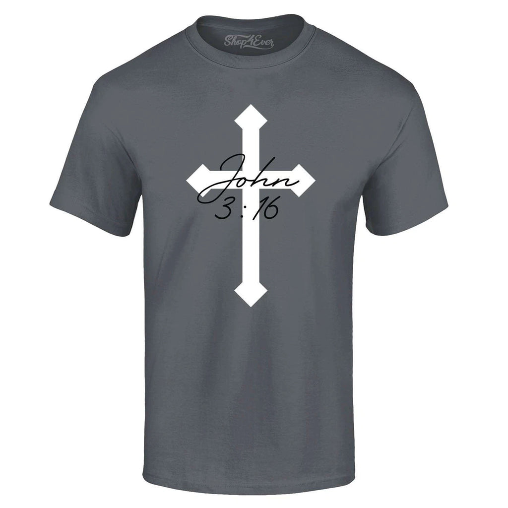 John 3:16 Bible Verse Script Cross T-shirt Religious Shirts