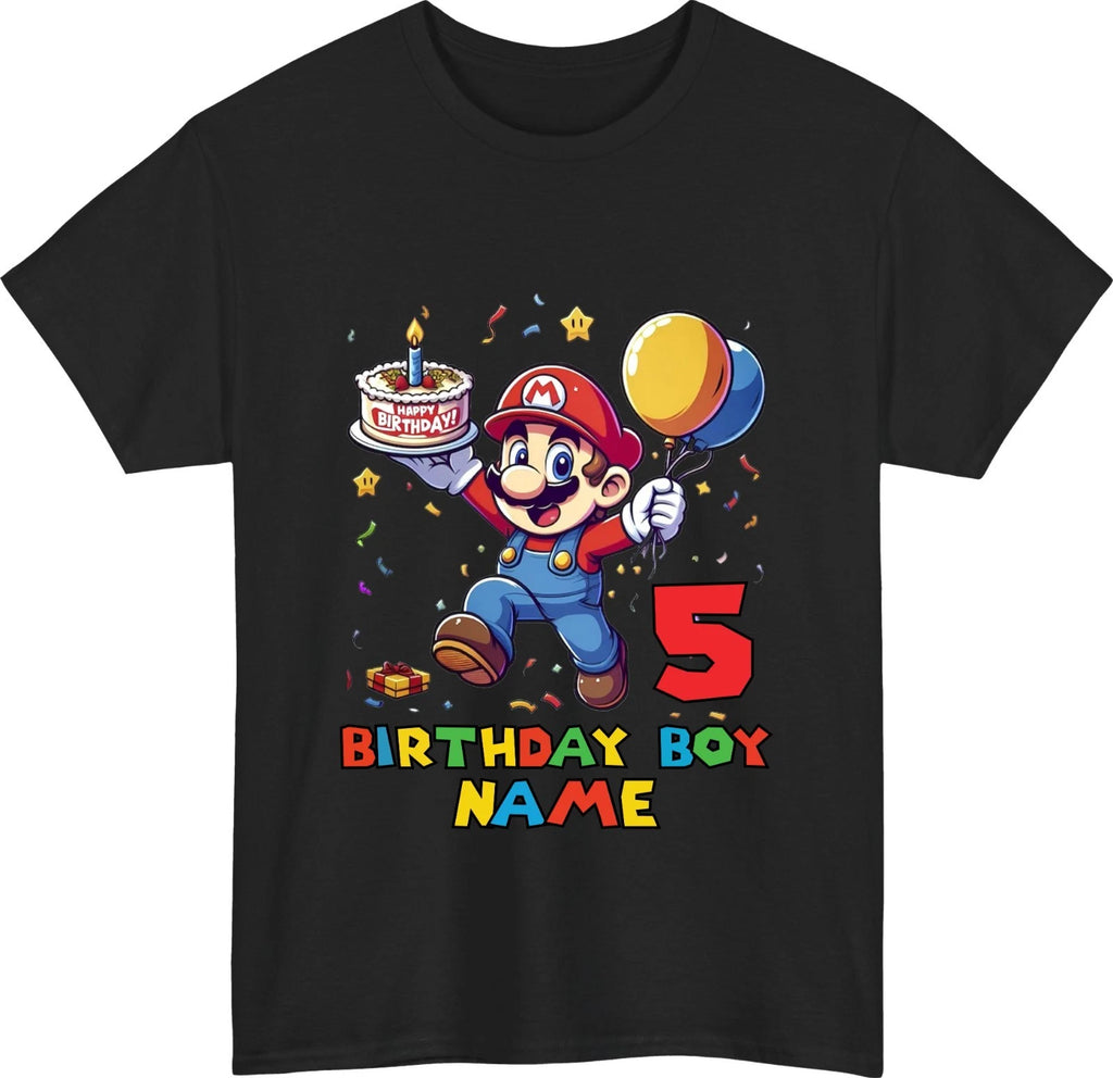 Personalised Super Birthday Boy Gaming T-Shirt Custom Age & Name Party Gift Top