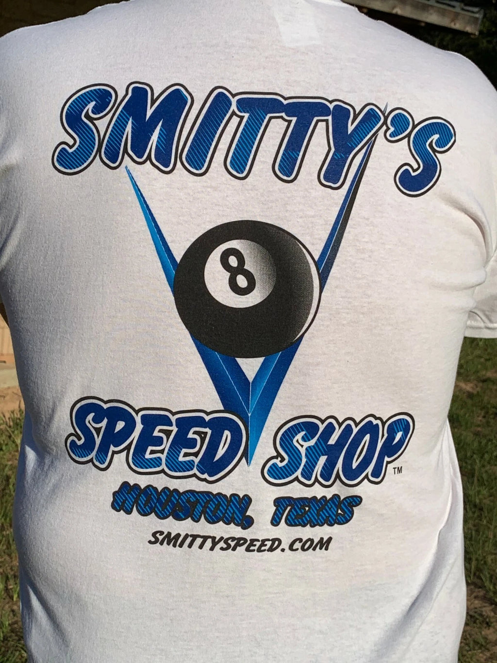 Smitty's Speed Shop White V8 TradeMark Hot Rod T-shirt