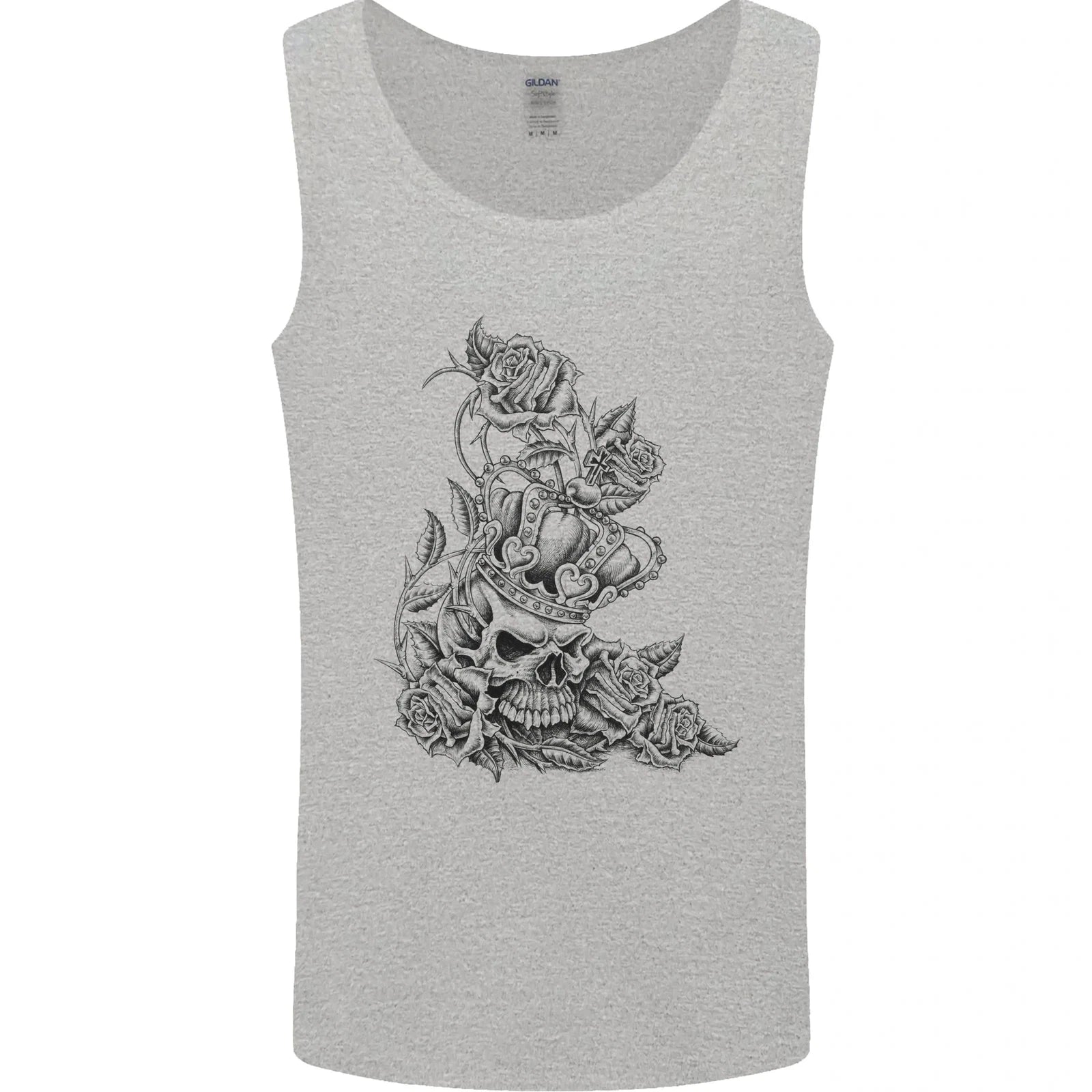 Skull Crown Biker Skull Gothic Heavy Metal Mens Vest Tank Top