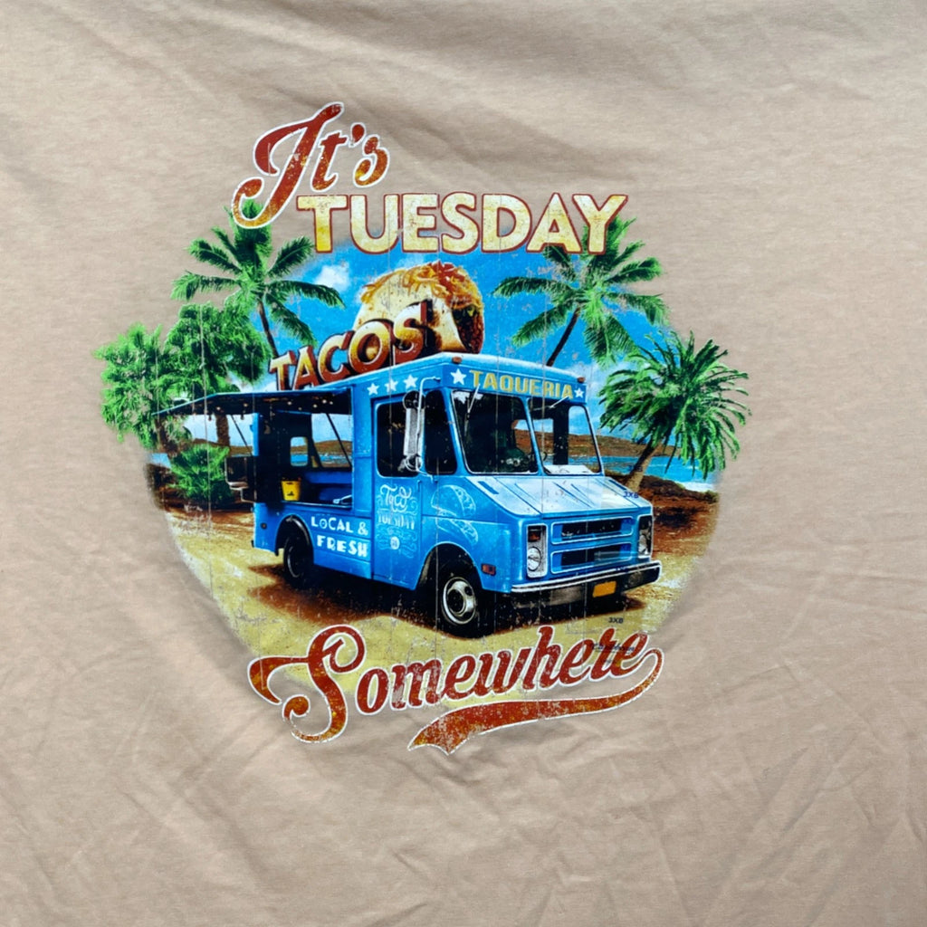Caribbean Taco Tuesday T-Shirt Mens 3XB Big Peach Food Truck Graphic Casual NEW