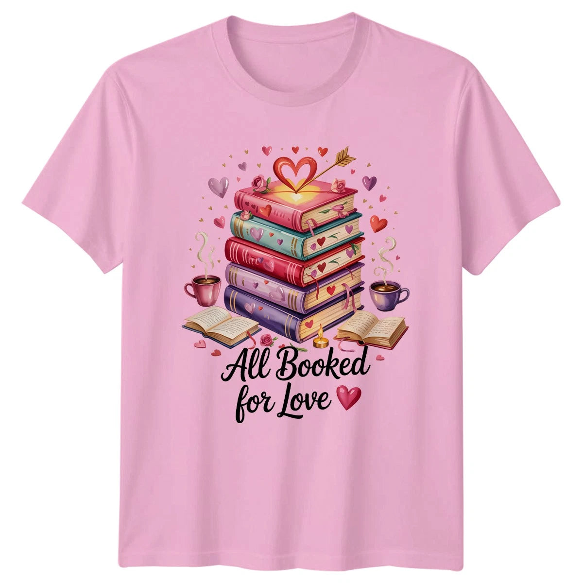 All Booked For Love Womens T-Shirt Cozy Aesthetic Reading Valentines Day