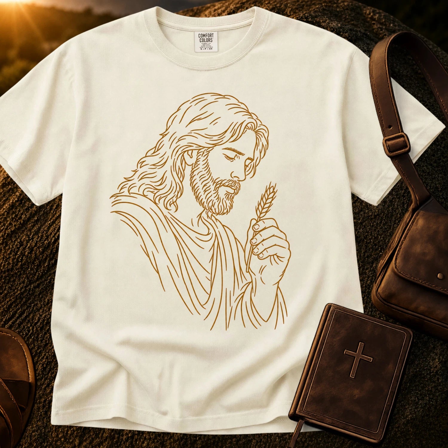 Minimal Jesus Line Art Christian Shirt, Faith Based Tee, Comfort Colors® 1717