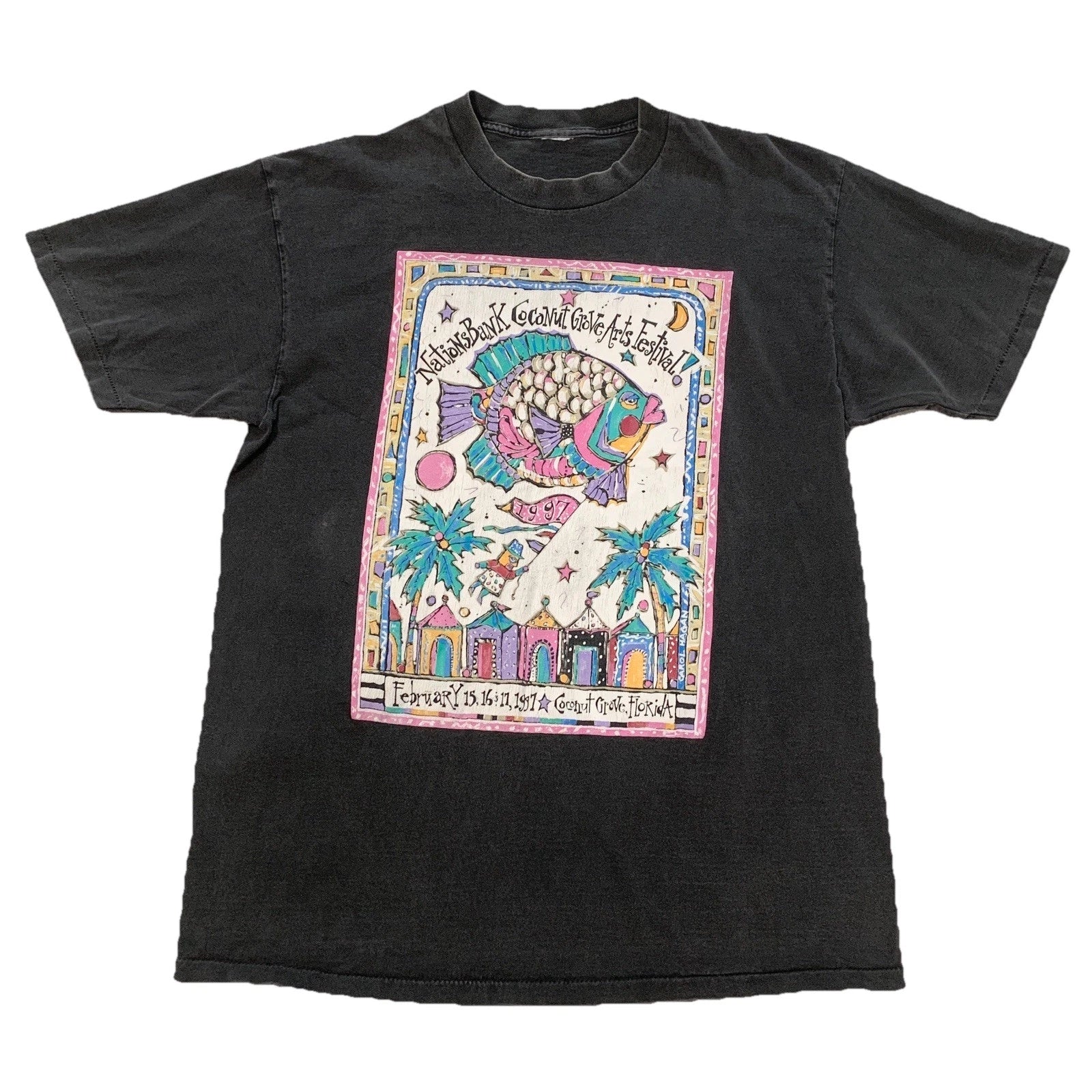 Vintage Y2K 1997 Unisex Large T-Shirt Coconut Grove Arts Festival Graphic Tee