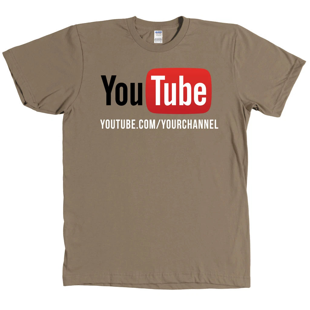 YouTube Channel CUSTOM URL Shirt - YOUR CHANNEL ON A SHIRT - MANY COLORS