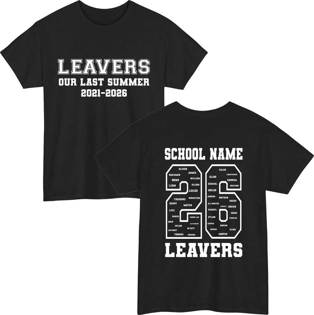 Personalised Leavers 2026 T-Shirt Custom Year School & Names Graduation Gift Top