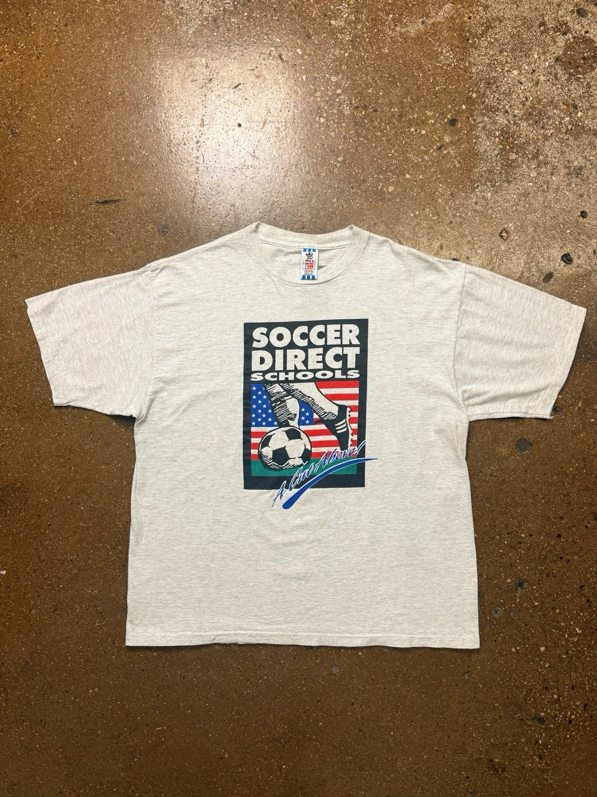 Vintage 90s Adidas Soccer T Shirt Men’s XL Big Print Trefoil Logo Made In USA