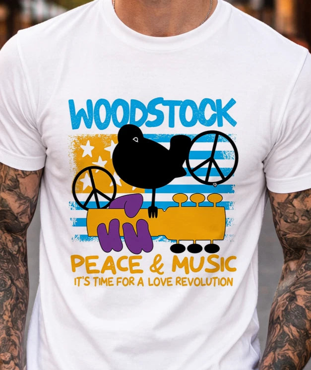 Retro Peace Music Festival T-Shirt Vintage Hippie Bird Graphic Unisex Graphic