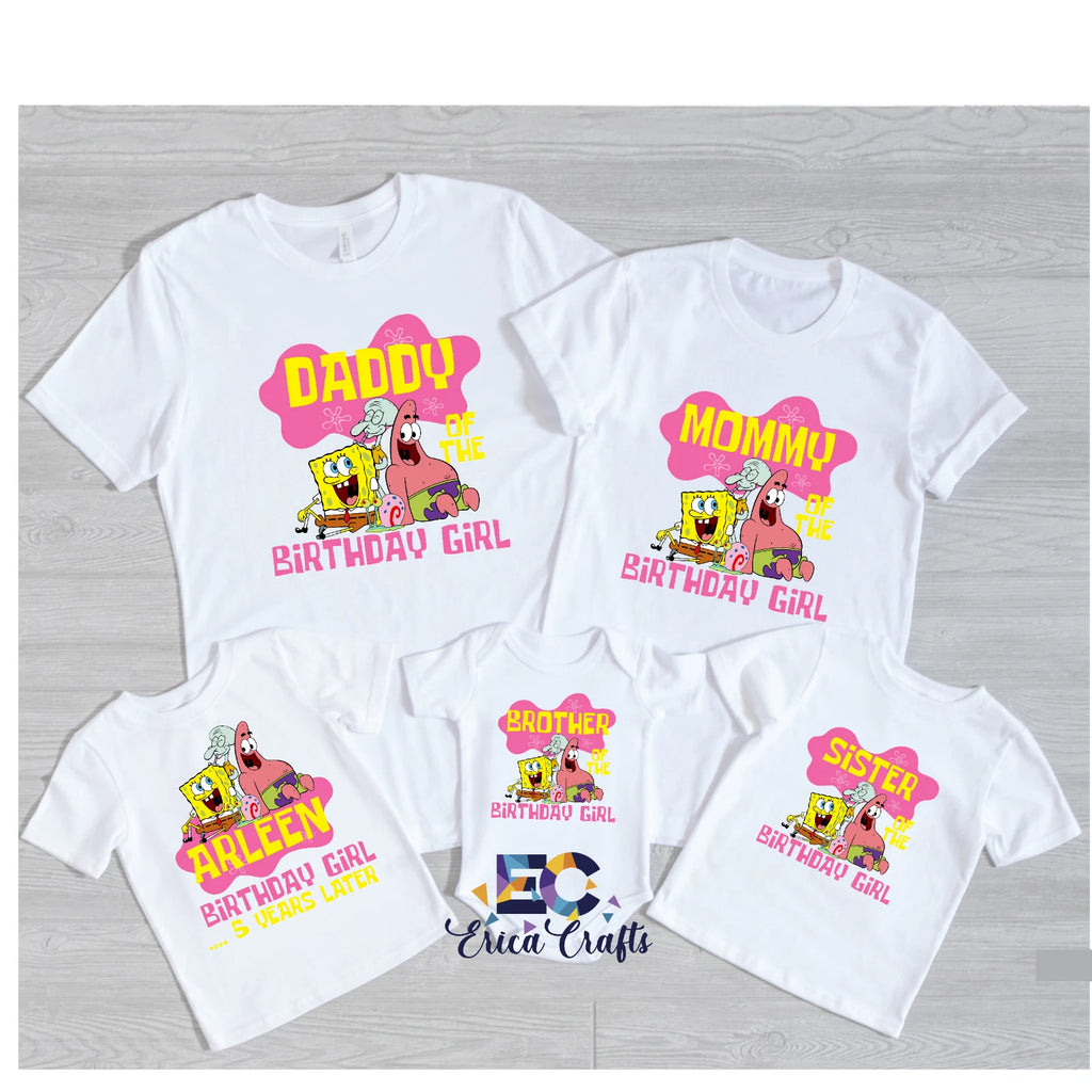 Spongebob Girl Personalized Birthday Shirt, Personalized Family Spongebob Girl