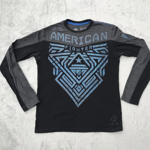 American Fighter Premium Athletics Buckle T Shirt Size M Black Gray Blue