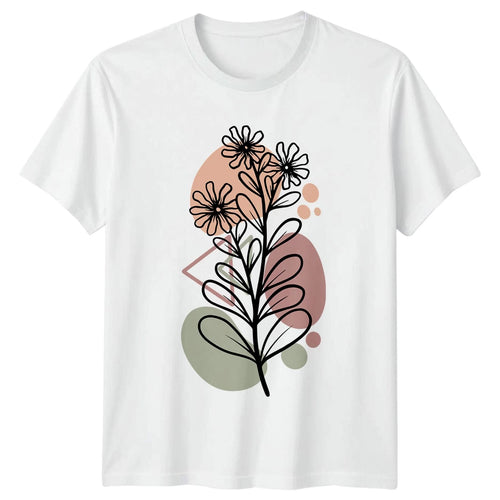 Abstract Boho Botanical Line Art Womens T-Shirt Boho Aesthetic Nature