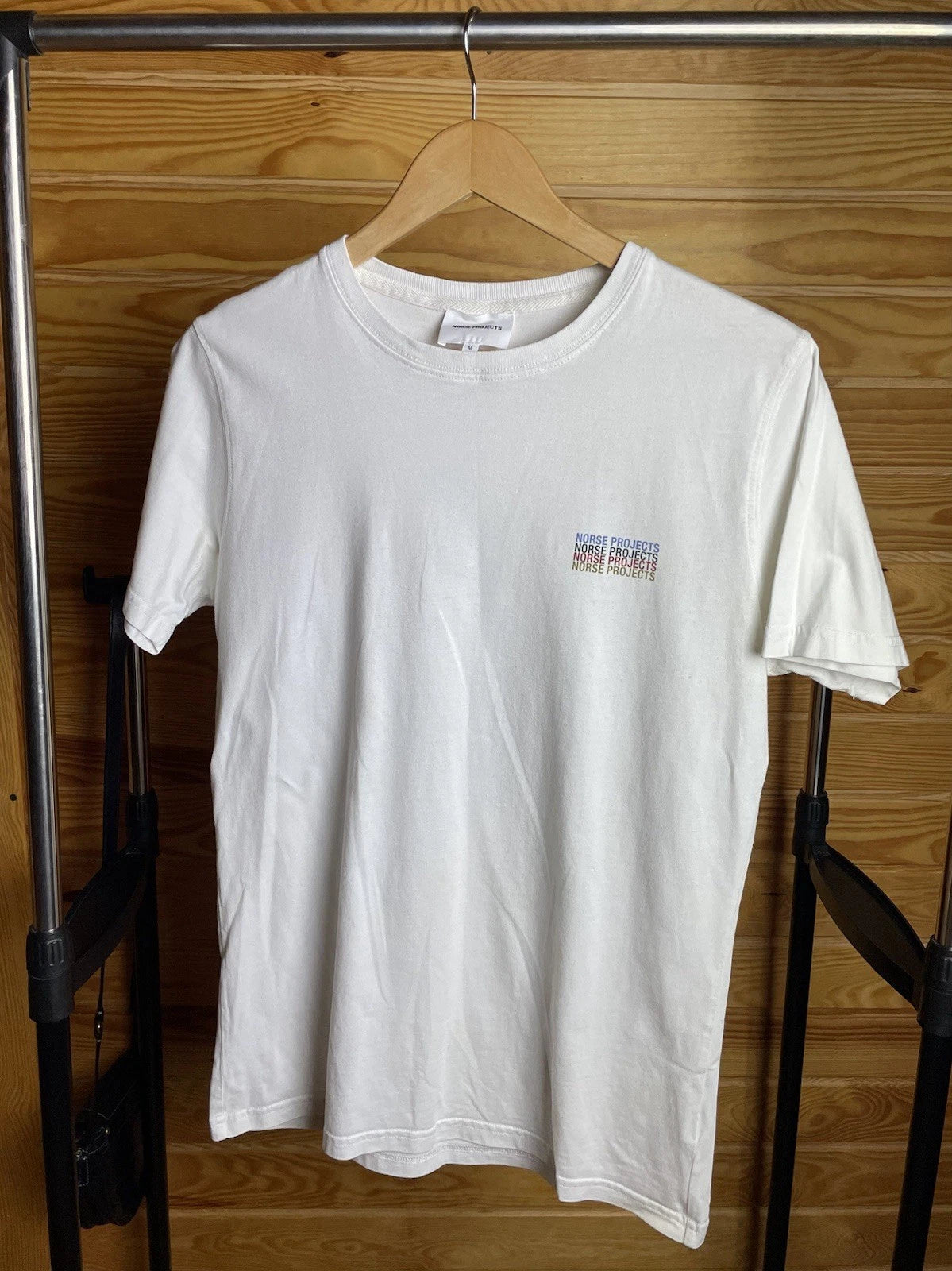 Norse Projects White Logo T-Shirt – Size M – Small Chest Print -Made In Portugal