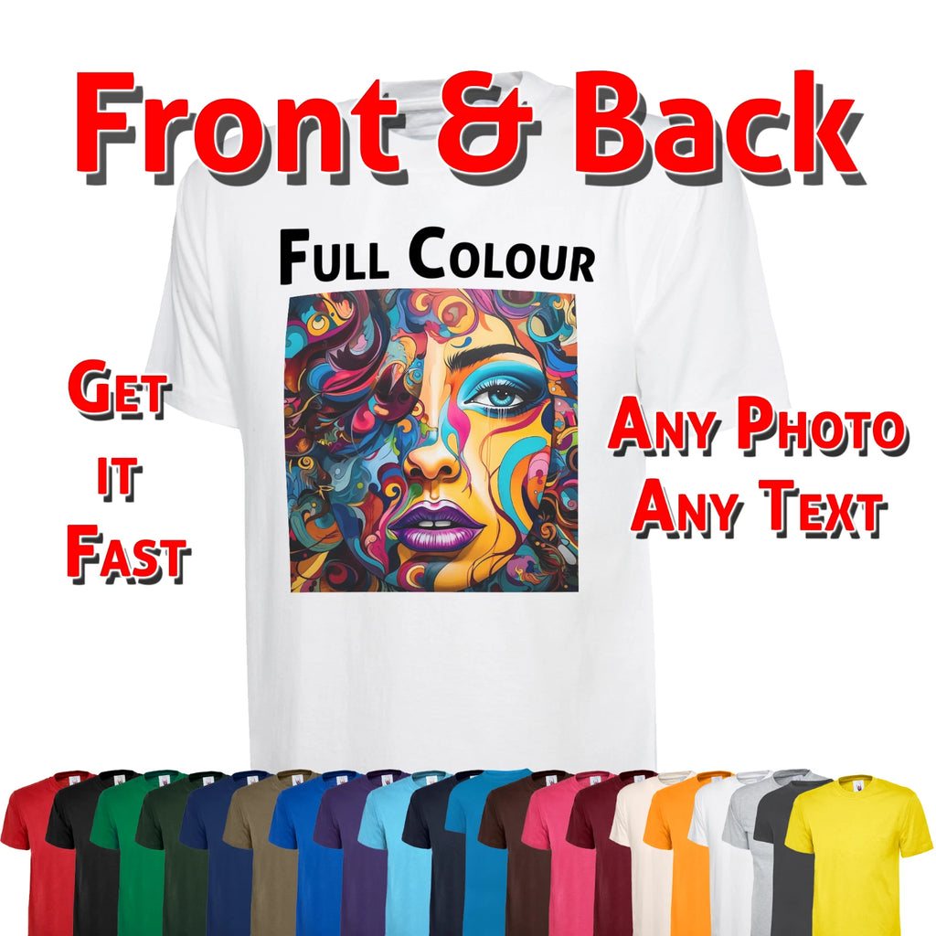 Personalised Black T Shirt Your Image Custom Photo Printed Stag do Hen Party