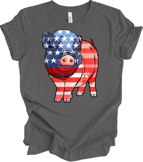 American Flag Pig Farmer T-Shirt US Patriotic Pig Farm Animal 4th of July Gift