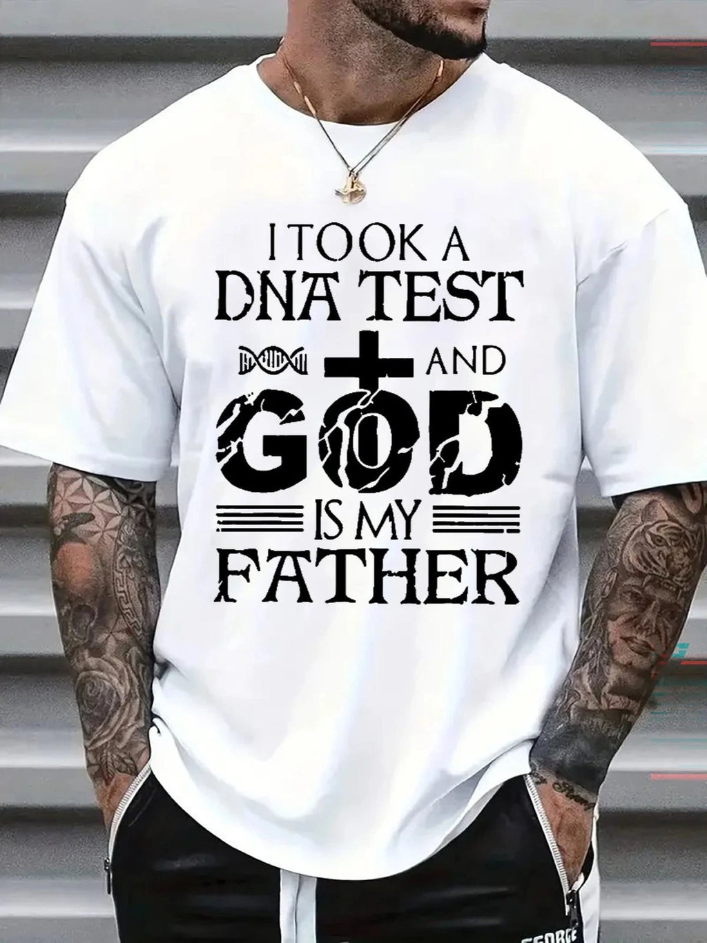 God Is My Father T-Shirt  I Took A DNA Test Christian Faith Graphic Tee Men