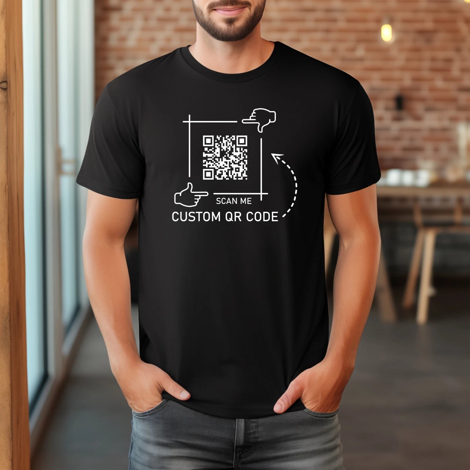 Custom Personalised QR Code T Shirt New Design Printed Unisex Adults Gift T Top