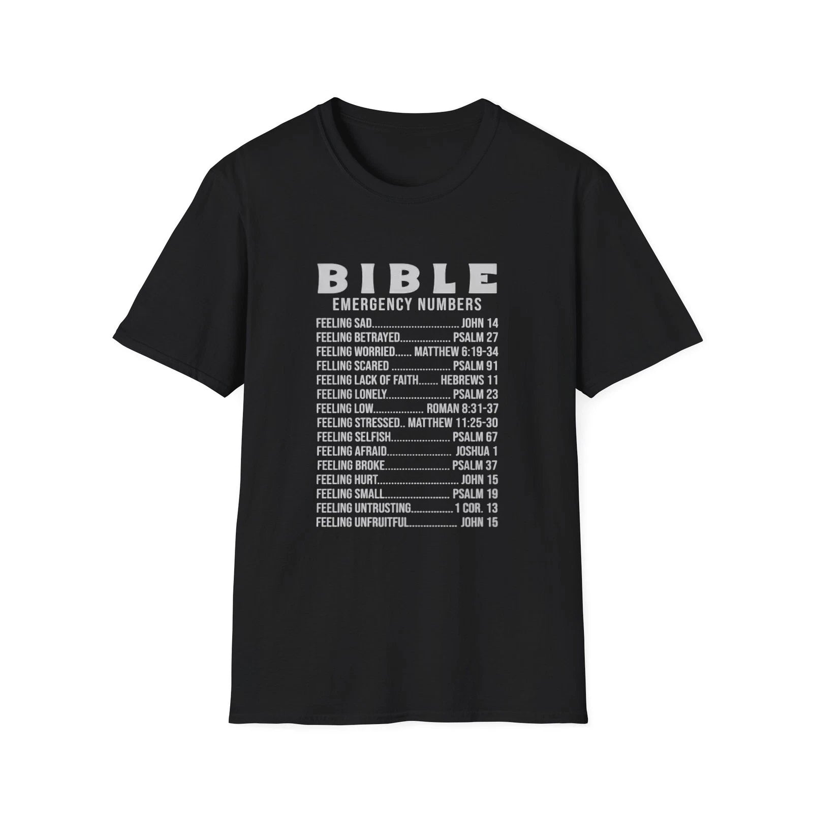 Bible Emergency Numbers T-Shirt | Scripture Reference Tee