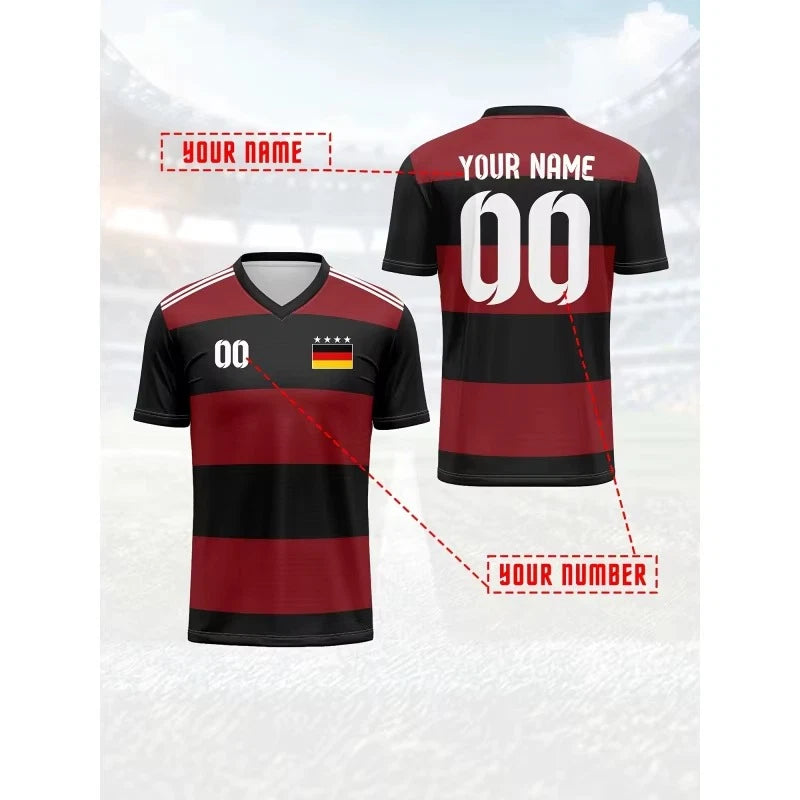Germany Mens Football T-Shirt V Neck 3D Print Summer Jersey Custom