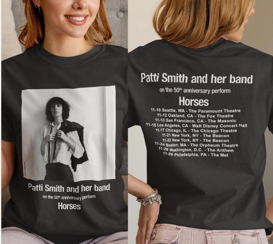 Patti Smith 60th Anniversay Perform Horses Tour 2025 Double Side Unisex T-Shirt
