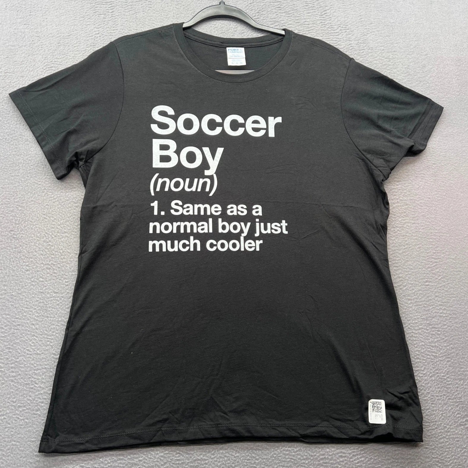 Port & Company Shirt Womens Sz XL Soccer Boy Noun Definition Graphic Tee