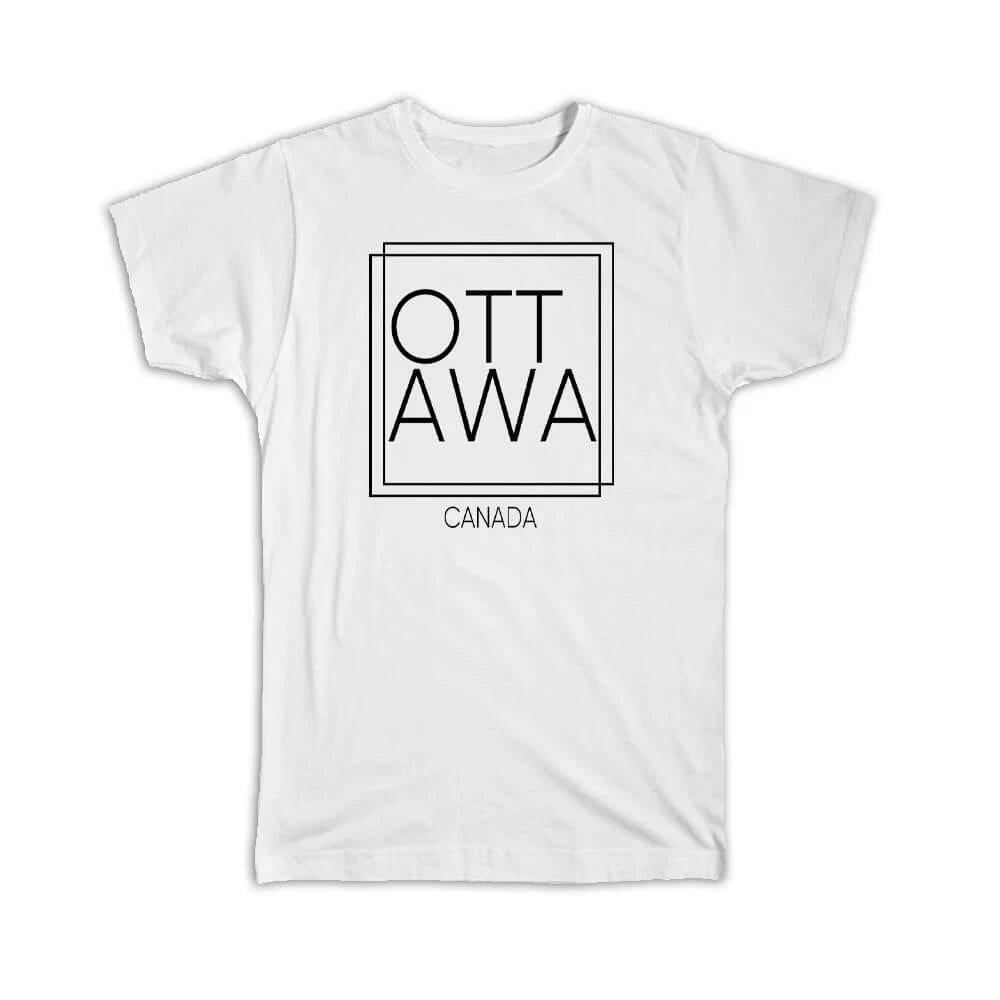 Gift T-Shirt : OTTAWA Canada Square Modern Minimalist Font