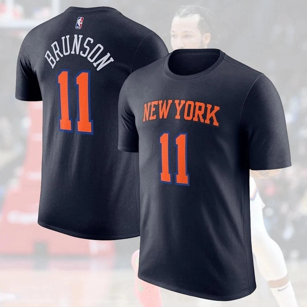 1Brunson 11 NY Knick 2026 Player Name & Number Navy Shirt S-5XL For Fans