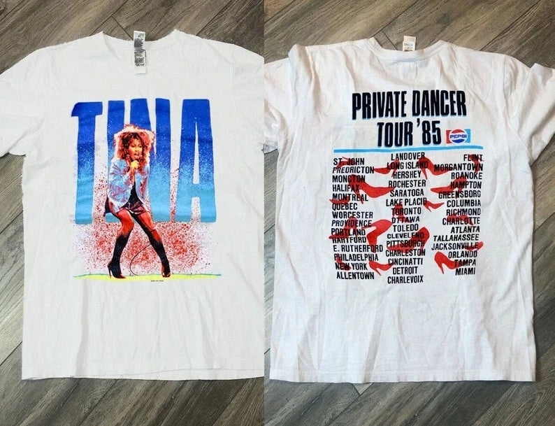 Tina Turner Private Dancer Tour 1985 T-Shirt, Tina Turner Tour '85 Shirt, Vtg Ti