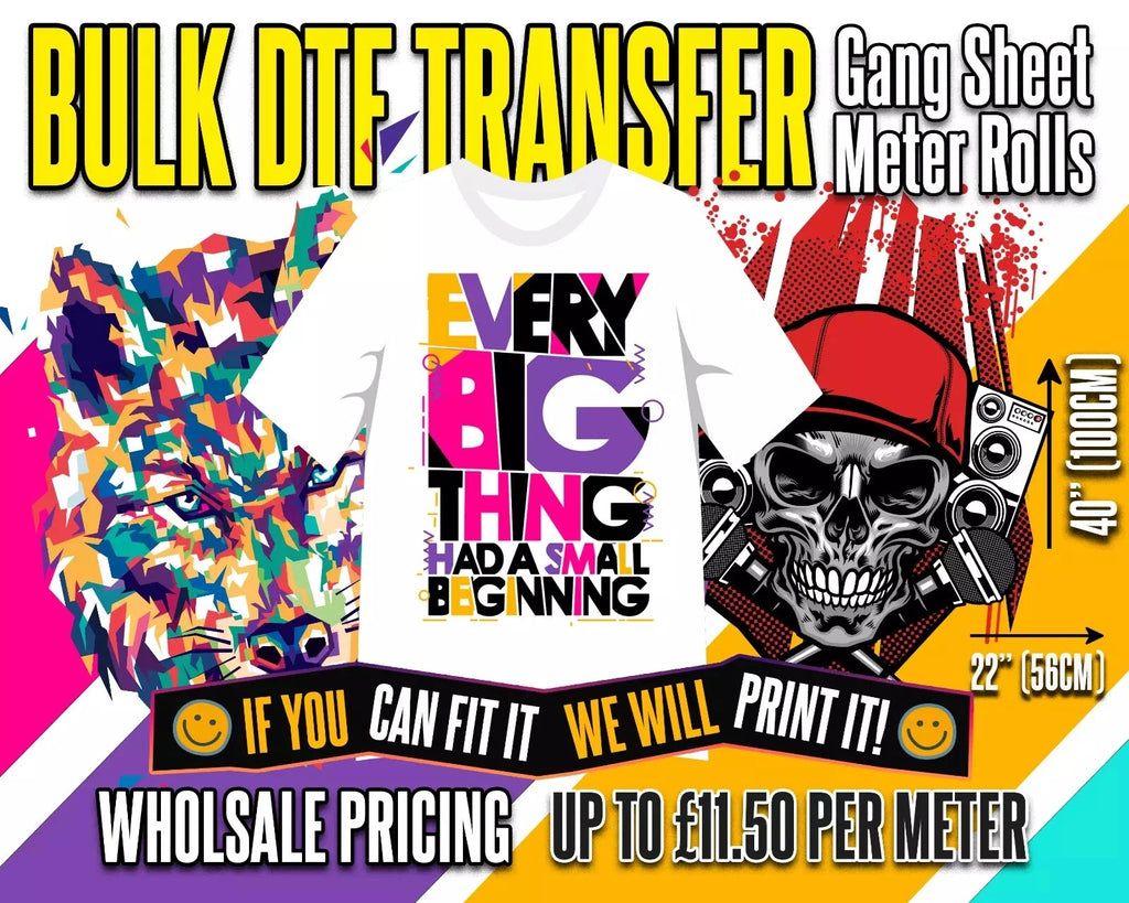 Personalised Heat Transfers Custom Iron on Patch T-shirt Garments Gang Sheets