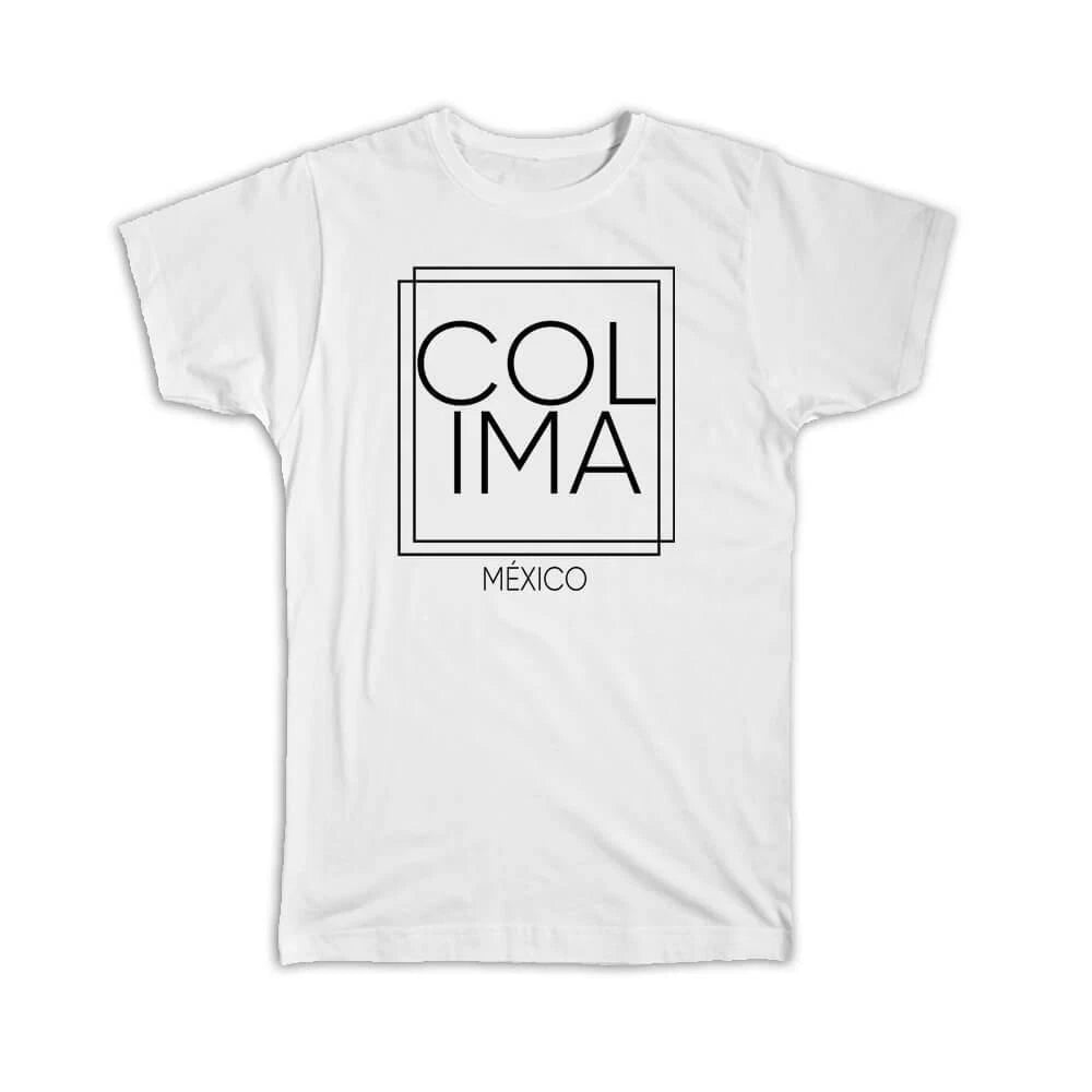 Gift T-Shirt : COLIMA Mexico Square Modern Minimalist Font