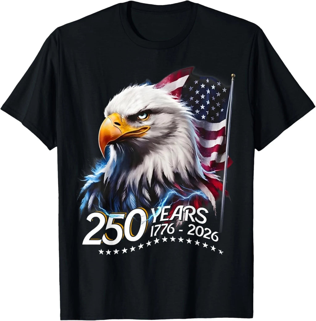 250 Years 1776-2026 Eagle and Flag USA 250th 4th of July T-Shirt