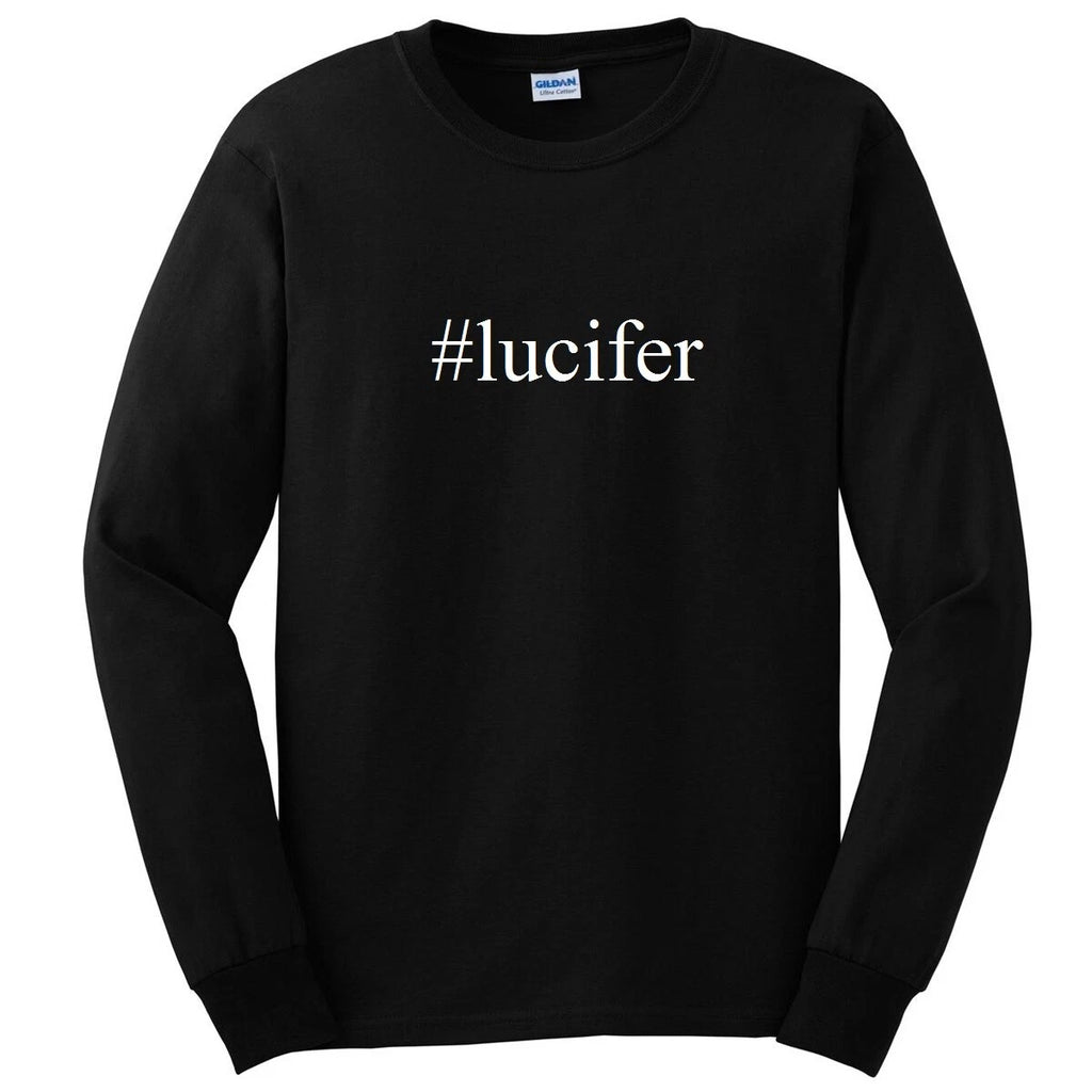 #lucifer Tee Shirt Funny Black Rare Devil Hash Tag Lucifer Long Sleeve T-shirt